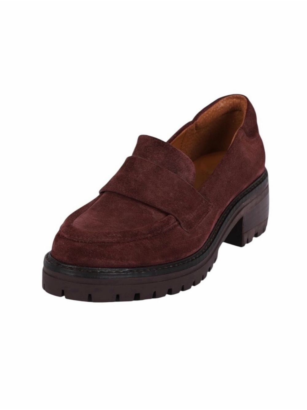 gentle souls Burgundy Suede Lug Sole Penny Loafer